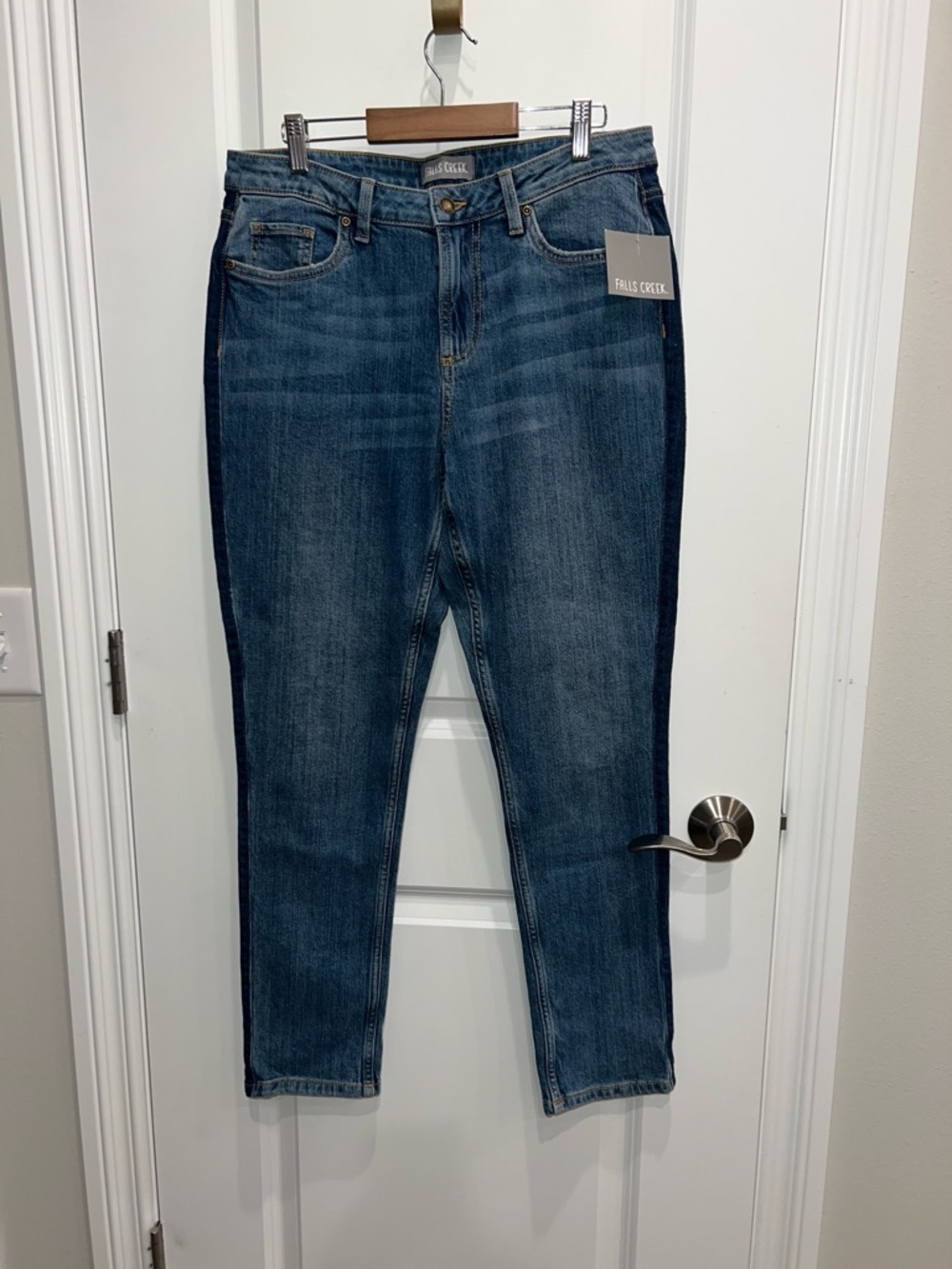 Falls Creek Women's Straight Leg Denim Jeans Size 10 Two Tone NWT